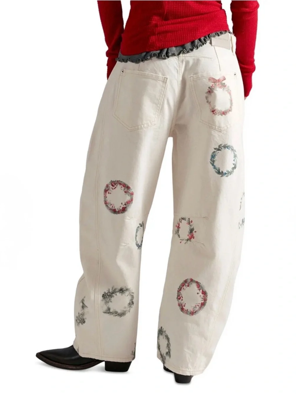 NWT We The Free Good Luck Printed Barrel Jeans - Picture 6 of 8